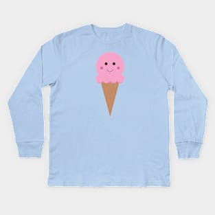 Pink Ice Cream Cone Kids Long Sleeve T-Shirt